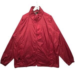 LL Bean AK06 Ripstop Windbreaker Hooded Jacket Mens XL Tall XLT Red Full Zip Red
